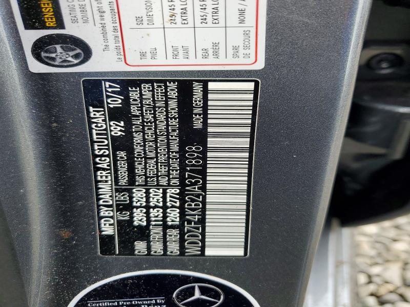 Aukcja sprzedaży 2018 Mercedes-benz E, vin: WDDZF4KB2JA371898, numer aukcji: 50181276