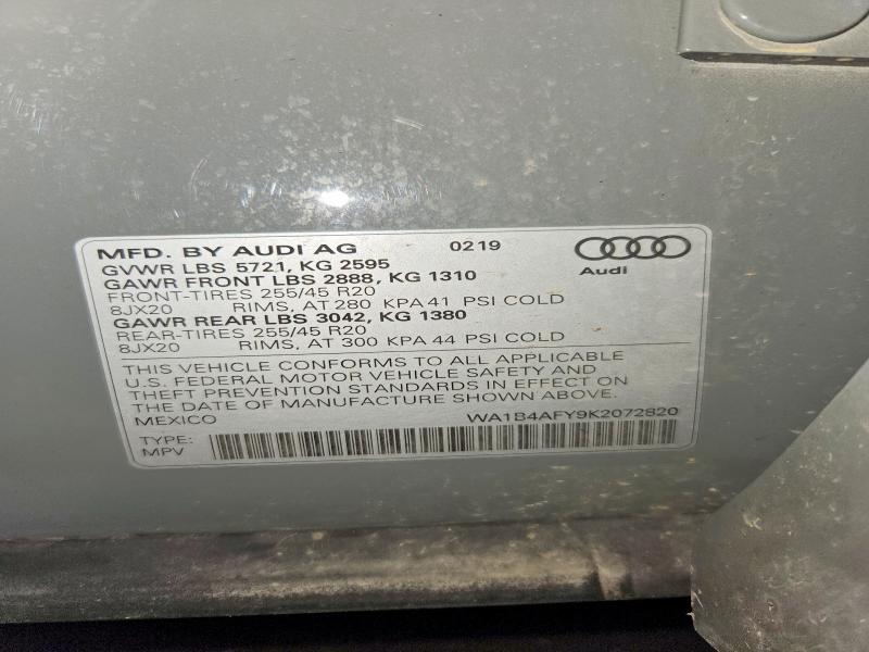 Продажа на аукционе авто 2019 Audi Sq5, vin: WA1B4AFY9K2072820, номер лота: 49274066