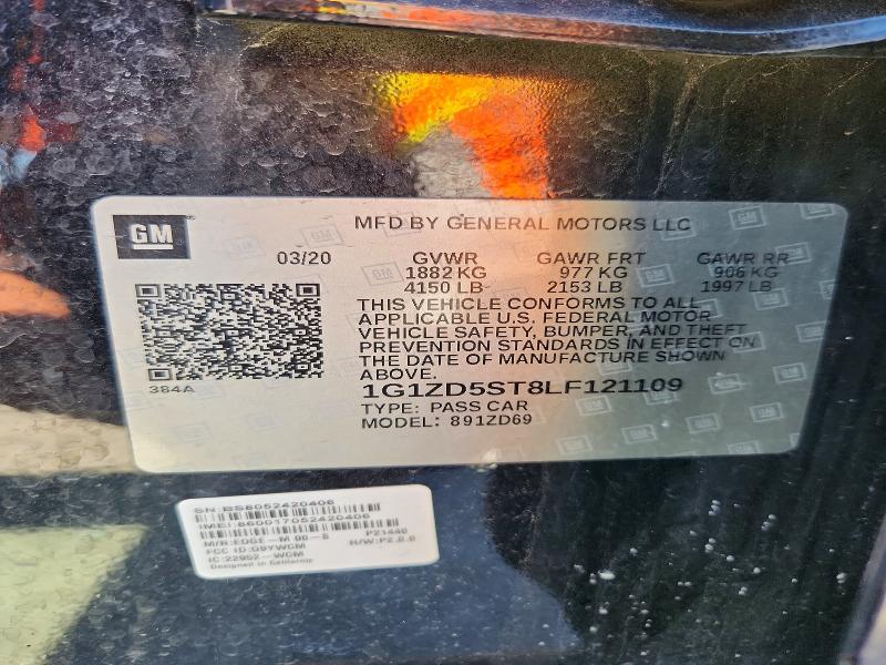 Aukcja sprzedaży 2020 Chevrolet Malibu, vin: 1G1ZD5ST8LF121109, numer aukcji: 49059836