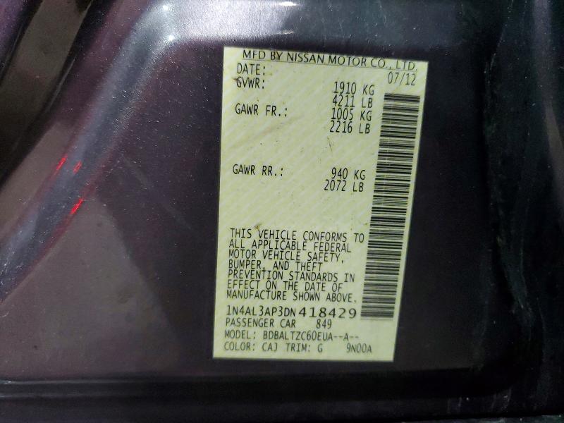Продаж на аукціоні авто 2013 Nissan Altima, vin: 1N4AL3AP3DN418429, номер лоту: 50484836