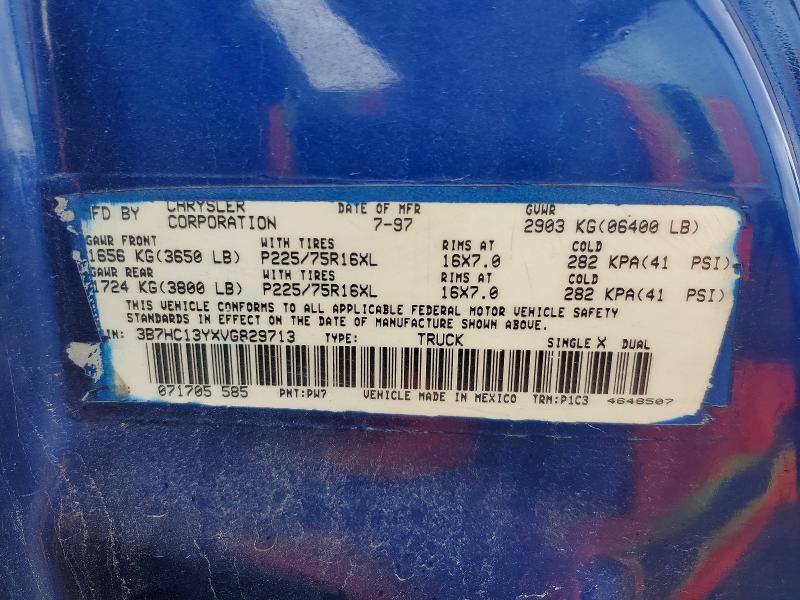 49128136 :رقم المزاد ، 3B7HC13YXVG829713 vin ، 1997 Dodge Ram 1500 مزاد بيع