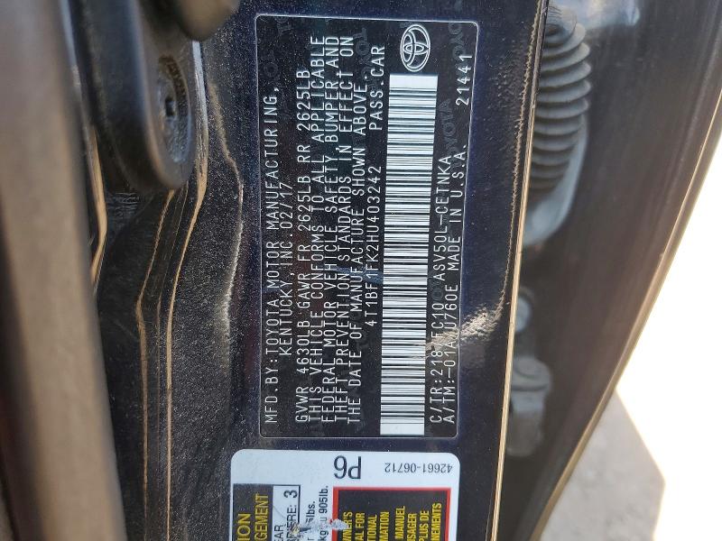 Aukcja sprzedaży 2017 Toyota Camry, vin: 4T1BF1FK2HU403242, numer aukcji: 49385556