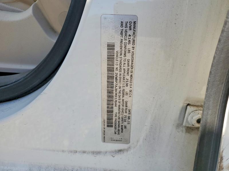 2012 Volkswagen Jetta მანქანა იყიდება აუქციონზე, vin: 3VWBP7AJ8CM317544, აუქციონის ნომერი: 50846646