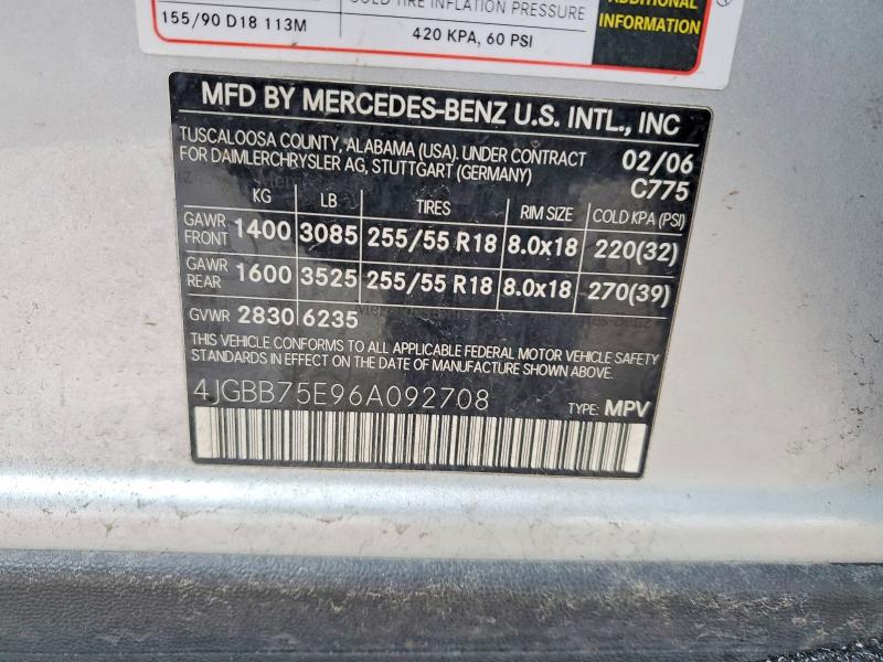 Продажа на аукционе авто 2006 Mercedes-benz Ml, vin: 4JGBB75E96A092708, номер лота: 49058016