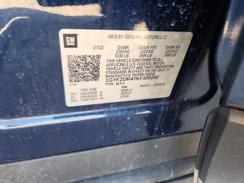50854576 :رقم المزاد ، 1GYFZDR47KF100202 vin ، 2019 Cadillac Xt4 مزاد بيع
