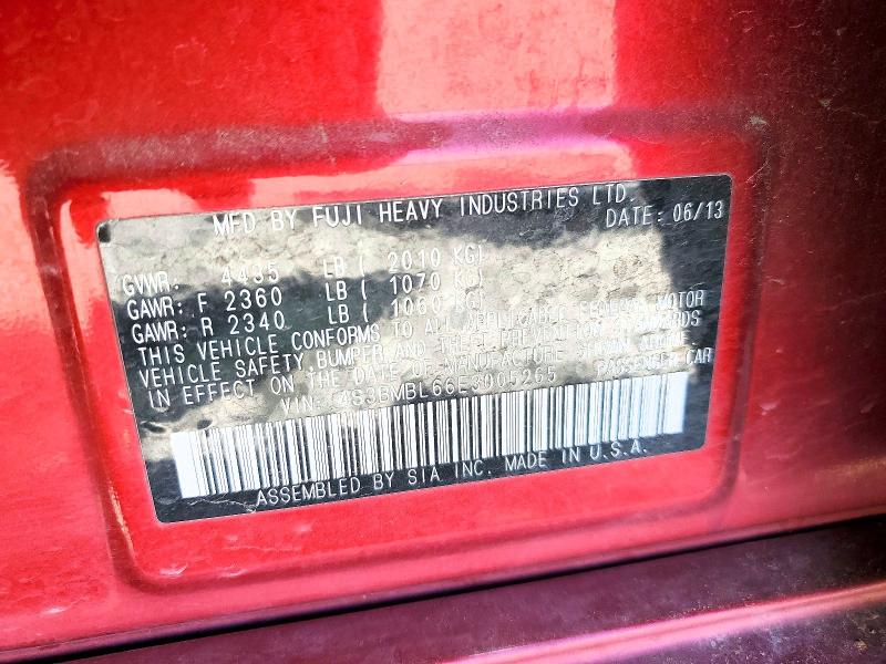 Продаж на аукціоні авто 2014 Subaru Legacy, vin: 4S3BMBL66E3005265, номер лоту: 51901436