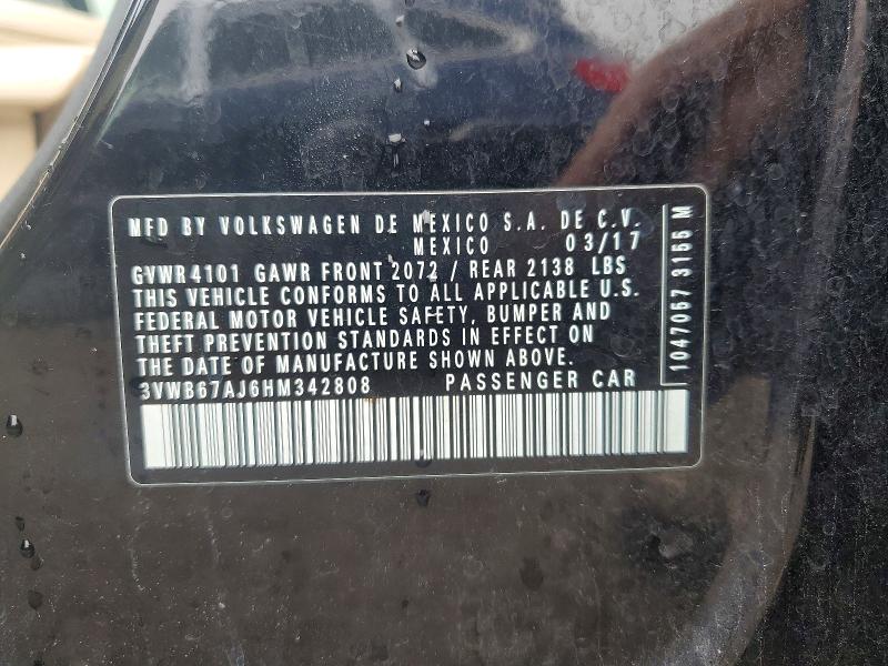 50611396 :رقم المزاد ، 3VWB67AJ6HM342808 vin ، 2017 Volkswagen Jetta مزاد بيع