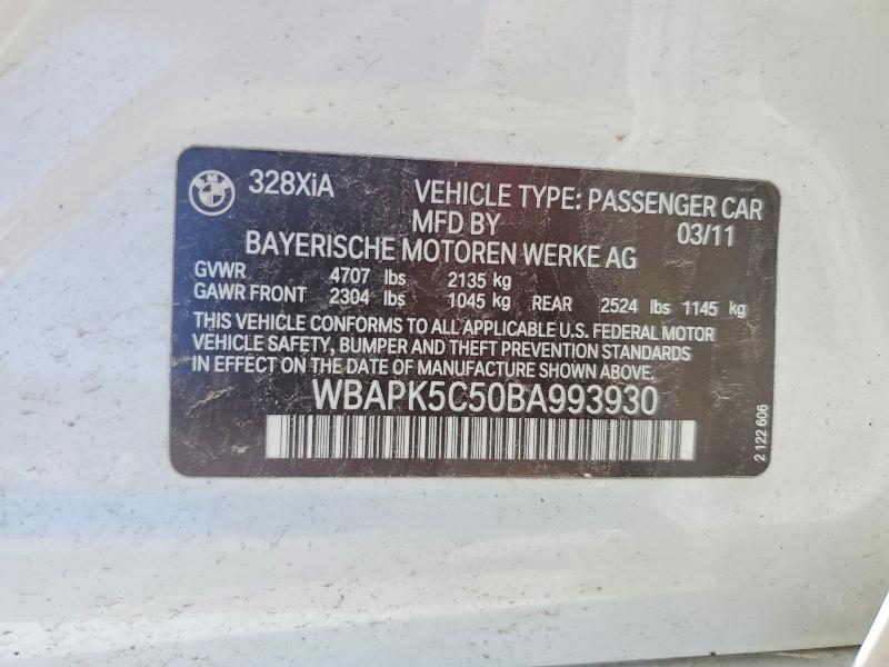 Продаж на аукціоні авто 2011 Bmw 328, vin: WBAPK5C50BA993930, номер лоту: 49447846