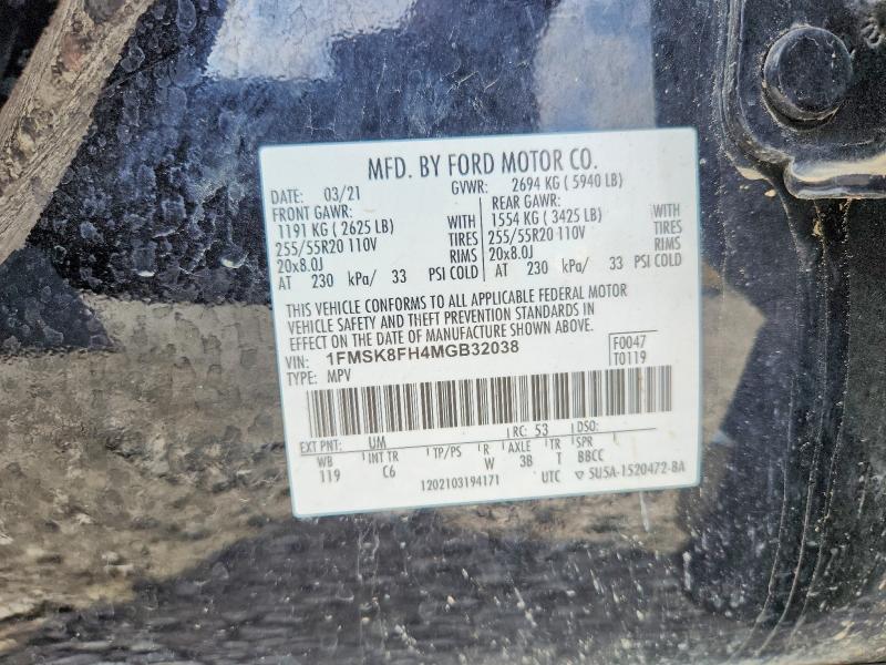 Продаж на аукціоні авто 2021 Ford Explorer, vin: 1FMSK8FH4MGB32038, номер лоту: 49465166
