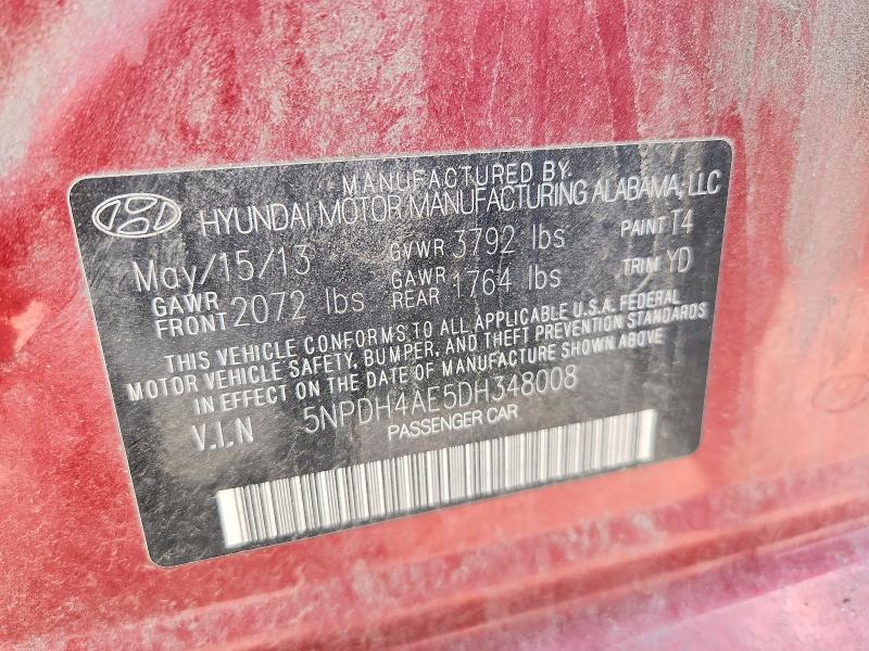 49052996 :رقم المزاد ، 5NPDH4AE5DH348008 vin ، 2013 Hyundai Elantra مزاد بيع