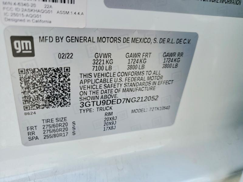 Продажа на аукционе авто 2022 Gmc Sierra Limited, vin: 3GTU9DED7NG212052, номер лота: 50588986