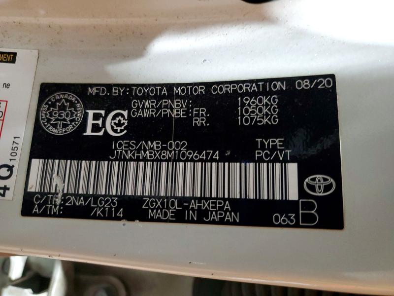 Aukcja sprzedaży 2021 Toyota C-hr, vin: JTNKHMBX8M1096474, numer aukcji: 49085666