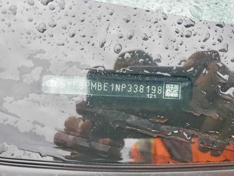 Aukcja sprzedaży 2022 Toyota Corolla, vin: 5YFBPMBE1NP338198, numer aukcji: 49924266
