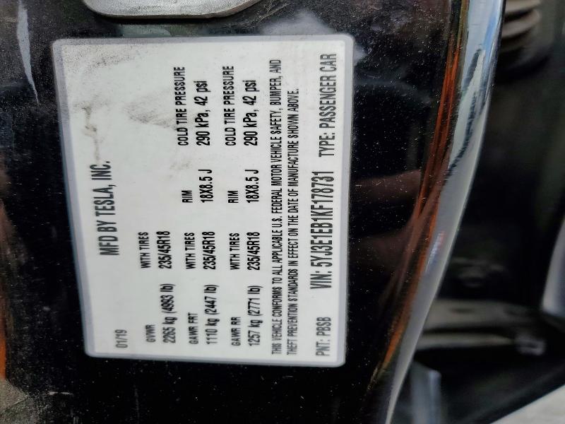 Aukcja sprzedaży 2019 Tesla Model 3, vin: 5YJ3E1EB1KF178731, numer aukcji: 49783976