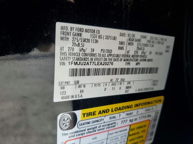 2020 Ford Expedition მანქანა იყიდება აუქციონზე, vin: 1FMJU2AT7LEA20276, აუქციონის ნომერი: 50451706