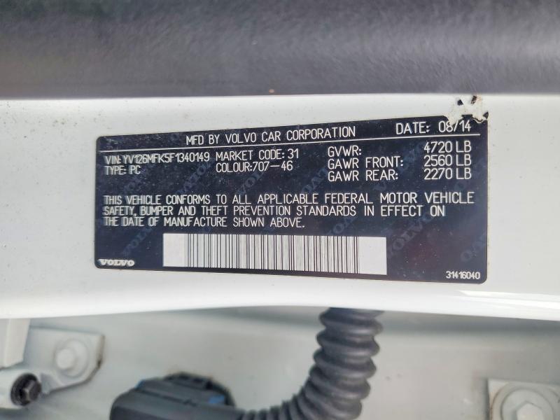 2015 Volvo S60 მანქანა იყიდება აუქციონზე, vin: YV126MFK5F1340149, აუქციონის ნომერი: 48615116