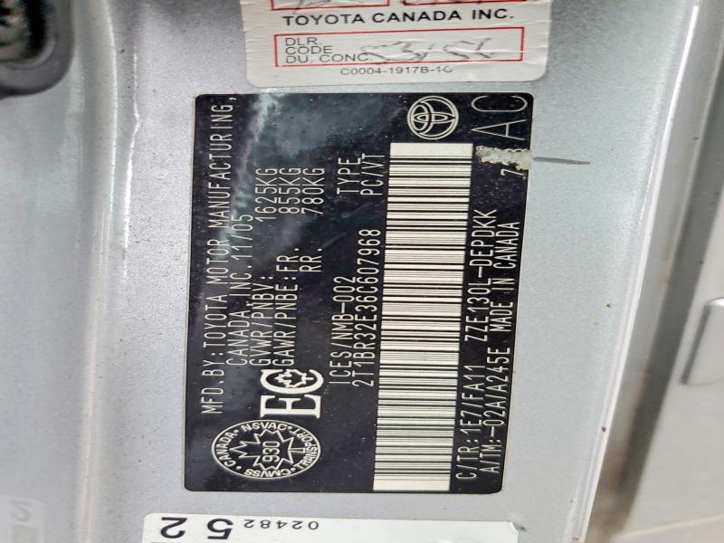 Продаж на аукціоні авто 2006 Toyota Corolla, vin: 2T1BR32E36C607968, номер лоту: 50081296