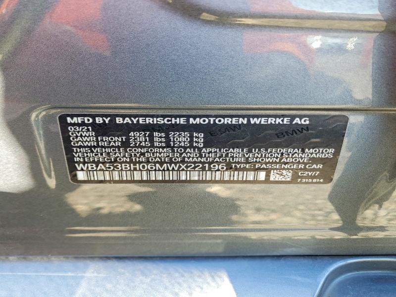 Aukcja sprzedaży 2021 Bmw 530, vin: WBA53BH06MWX22196, numer aukcji: 50119956