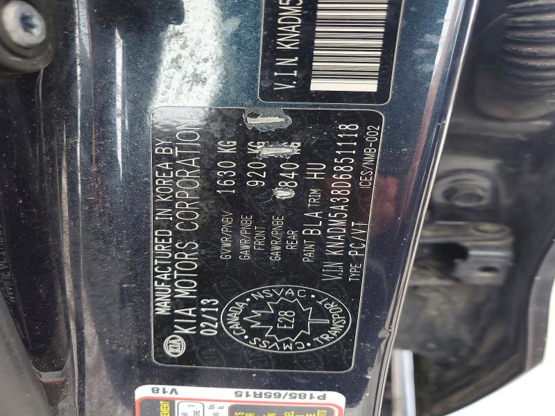 48514786 :رقم المزاد ، KNADM5A38D6851118 vin ، 2013 Kia Rio 5-door مزاد بيع