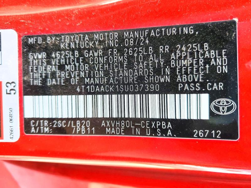 Продаж на аукціоні авто 2025 Toyota Camry, vin: 4T1DAACK1SU037390, номер лоту: 50610266