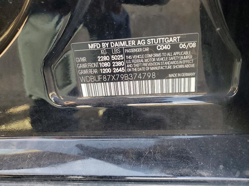 Auction sale of the 2009 Mercedes-benz E, vin: WDBUF87X79B374798, lot number: 50563196