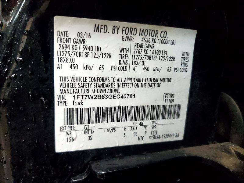 2016 Ford F250 მანქანა იყიდება აუქციონზე, vin: 1FT7W2B63GEC40781, აუქციონის ნომერი: 49512816