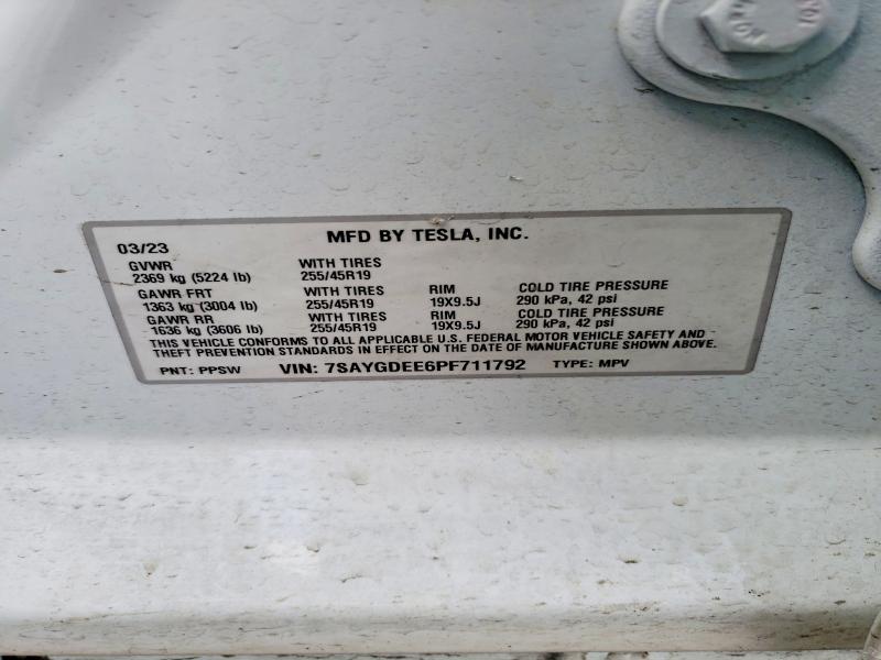 49959426 :رقم المزاد ، 7SAYGDEE6PF711792 vin ، 2023 Tesla Model Y مزاد بيع