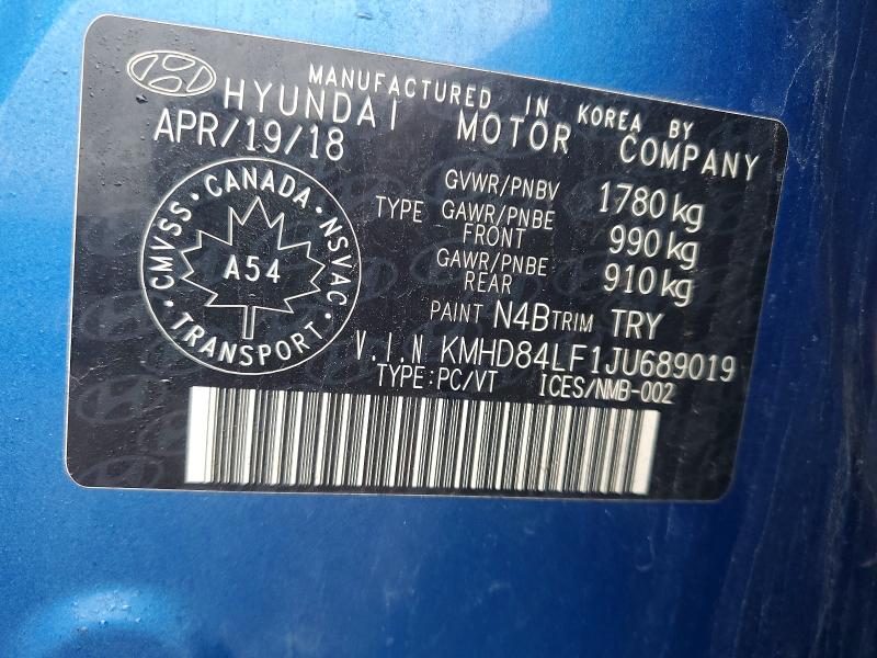 Продажа на аукционе авто 2018 Hyundai Elantra, vin: KMHD84LF1JU689019, номер лота: 49909436