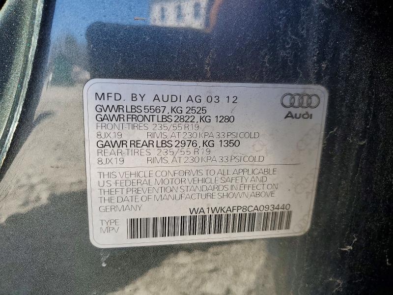 48526546 :رقم المزاد ، WA1WKAFP8CA093440 vin ، 2012 Audi Q5 مزاد بيع