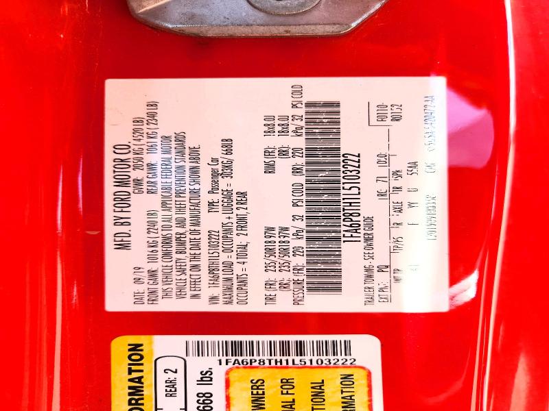 Продажа на аукционе авто 2020 Ford Mustang, vin: 1FA6P8TH1L5103222, номер лота: 51596046