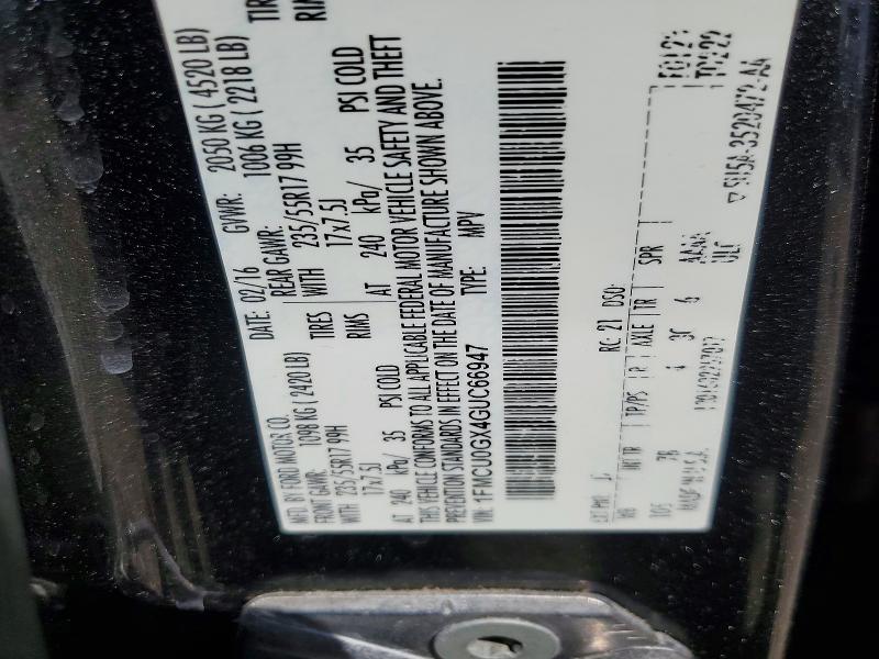 49243546 :رقم المزاد ، 1FMCU0GX4GUC66947 vin ، 2016 Ford Escape مزاد بيع