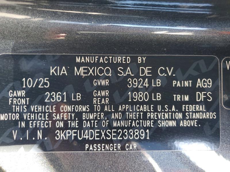 Продаж на аукціоні авто 2025 Kia K4, vin: 3KPFU4DEXSE233891, номер лоту: 49021416