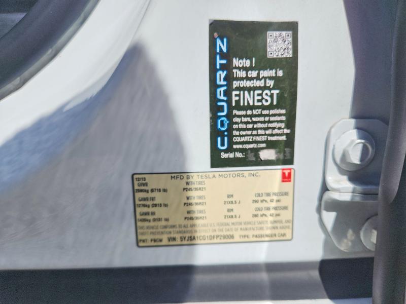 48623686 :رقم المزاد ، 5YJSA1CG1DFP29006 vin ، 2013 Tesla Model S مزاد بيع