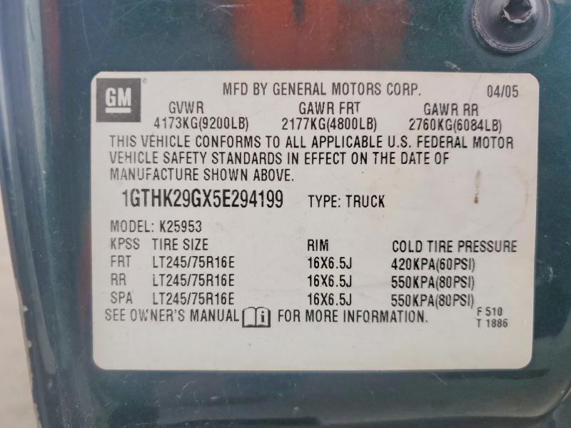 Aukcja sprzedaży 2005 Gmc Sierra, vin: 1GTHK29GX5E294199, numer aukcji: 51542256