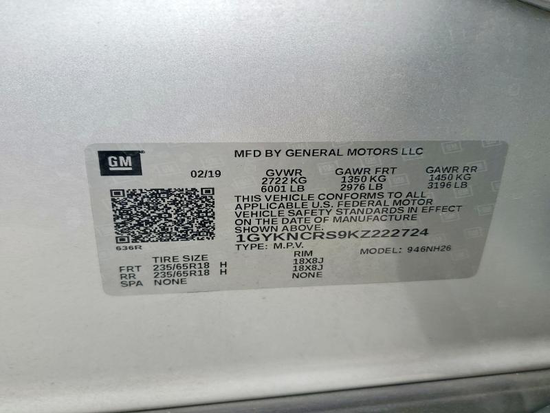 Aukcja sprzedaży 2019 Cadillac Xt5, vin: 1GYKNCRS9KZ222724, numer aukcji: 50993486