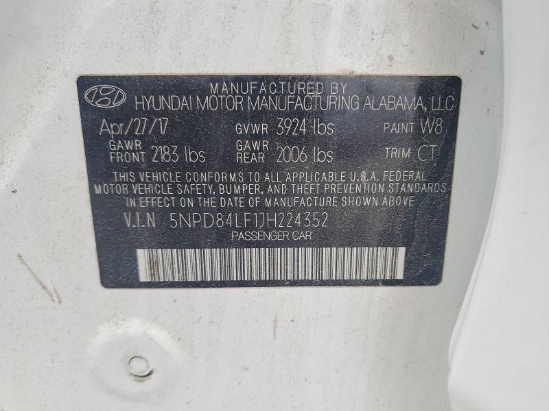 2018 Hyundai Elantra მანქანა იყიდება აუქციონზე, vin: 5NPD84LF1JH224352, აუქციონის ნომერი: 50132696
