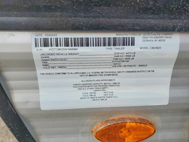Продажа на аукционе авто 2025 Keystone Coleman, vin: 4YDTCMK25SH944484, номер лота: 47905286
