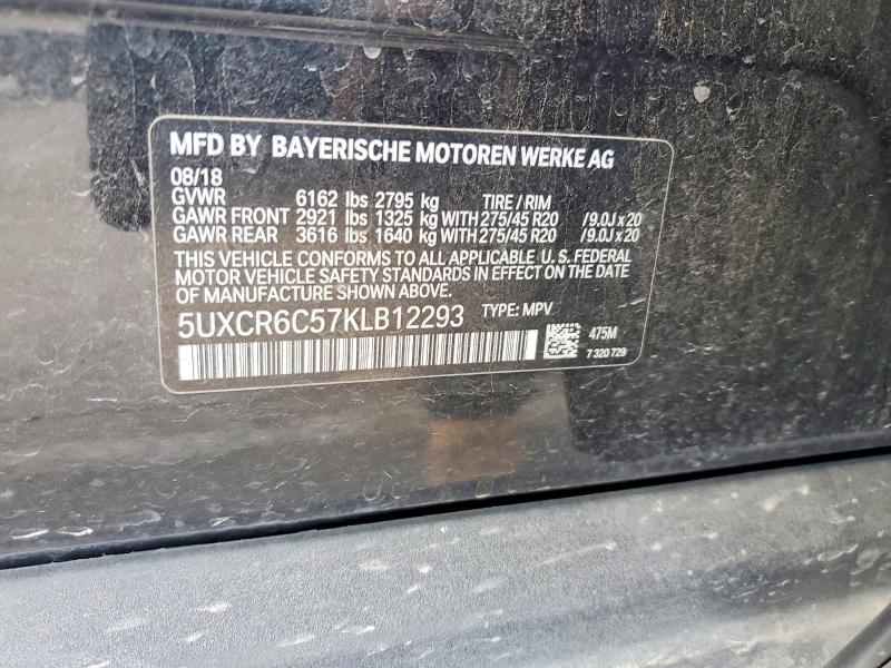 Aukcja sprzedaży 2019 Bmw X5, vin: 5UXCR6C57KLB12293, numer aukcji: 49276496