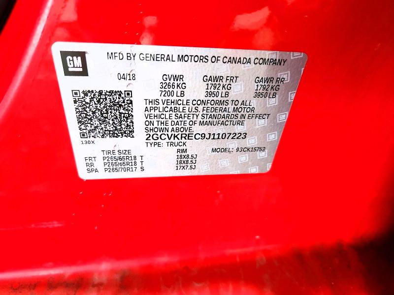 Продажа на аукционе авто 2018 Chevrolet Silverado, vin: 2GCVKREC9J1107223, номер лота: 50212196