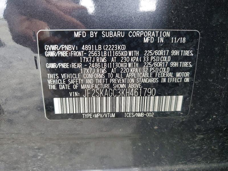 51371106 :رقم المزاد ، JF2SKAGC3KH461790 vin ، 2019 Subaru Forester مزاد بيع