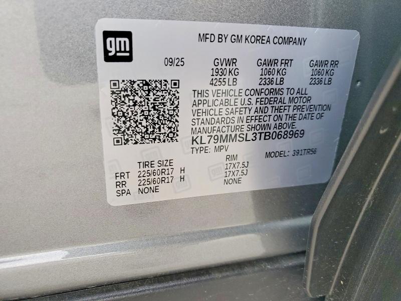 2026 Chevrolet Trailblazer მანქანა იყიდება აუქციონზე, vin: KL79MMSL3TB068969, აუქციონის ნომერი: 49399206