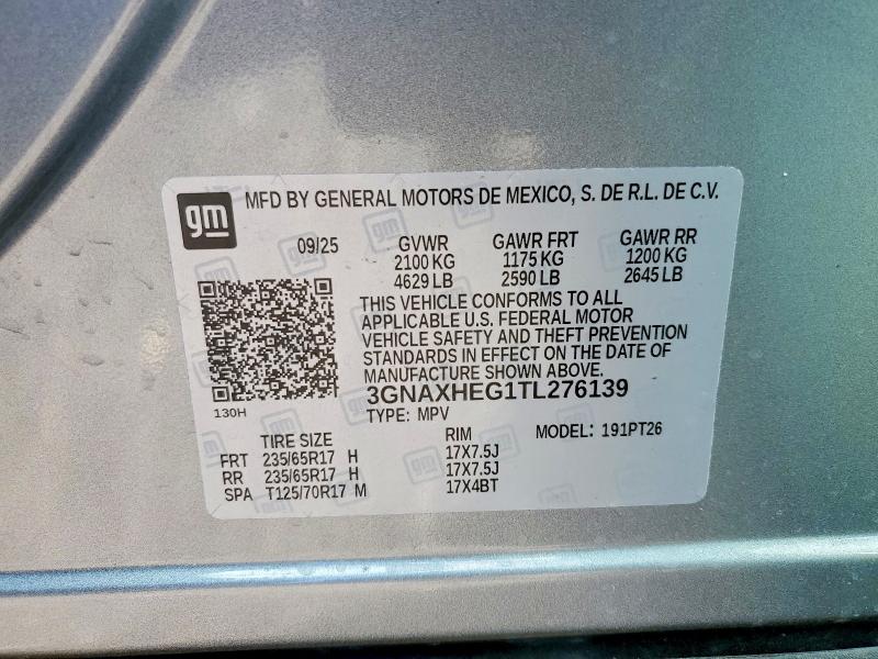 Продаж на аукціоні авто 2026 Chevrolet Equinox, vin: 3GNAXHEG1TL276139, номер лоту: 49386486