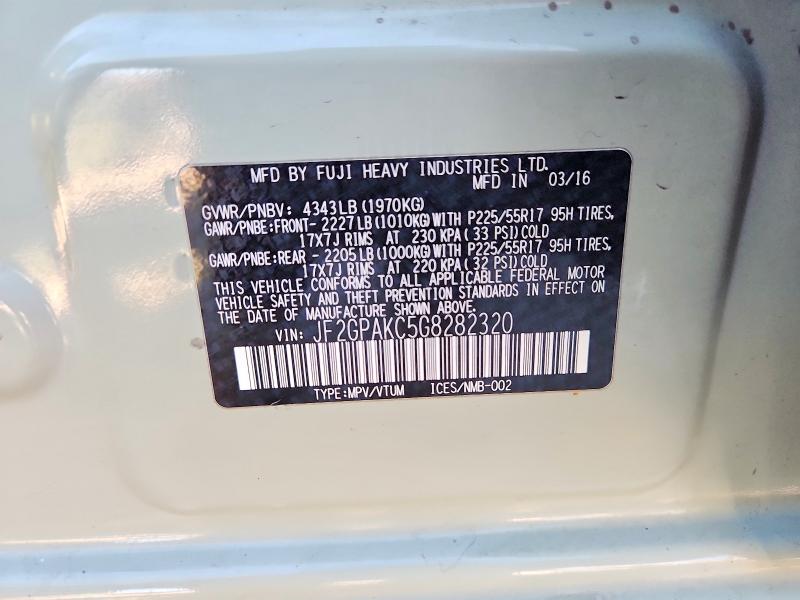 Продажа на аукционе авто 2016 Subaru Crosstrek, vin: JF2GPAKC5G8282320, номер лота: 48861256