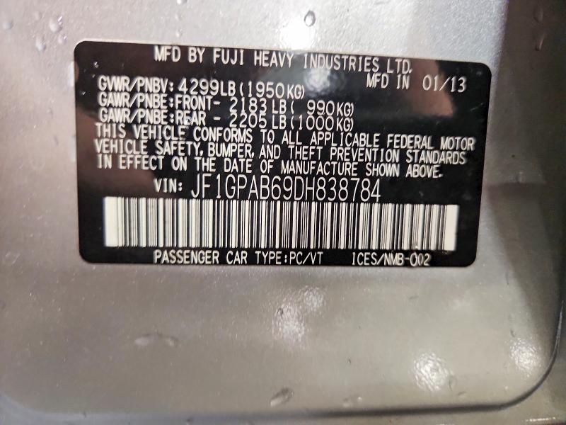 Продажа на аукционе авто 2013 Subaru Impreza, vin: JF1GPAB69DH838784, номер лота: 51769516