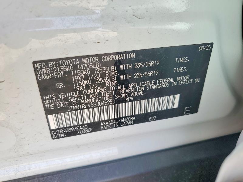 Продажа на аукционе авто 2025 Toyota Rav4, vin: JTMN1RFV5SJ045250, номер лота: 49898086