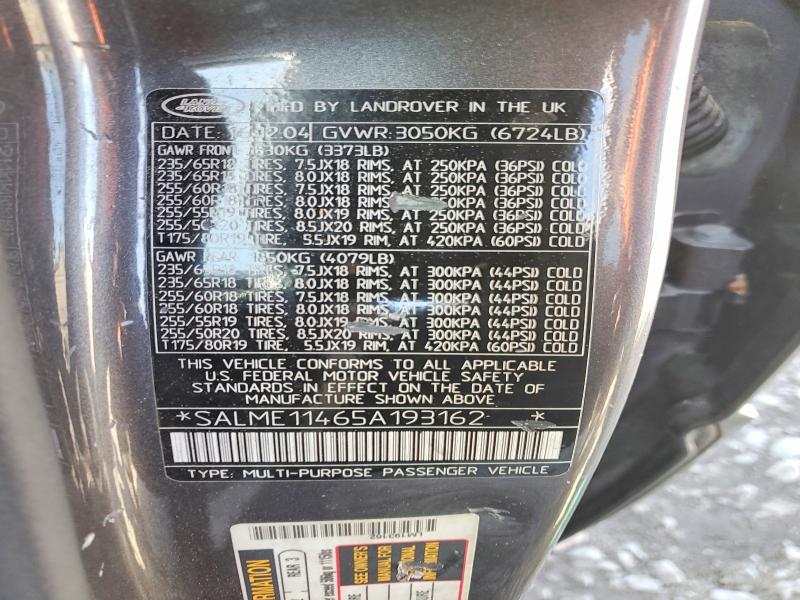 Aukcja sprzedaży 2005 Land Rover Range Rover, vin: SALME11465A193162, numer aukcji: 51206086