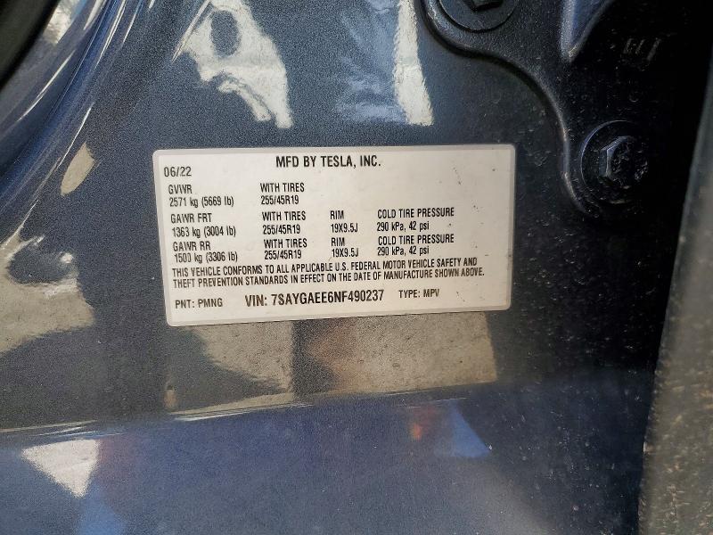 Aukcja sprzedaży 2022 Tesla Model Y, vin: 7SAYGAEE6NF490237, numer aukcji: 50481626