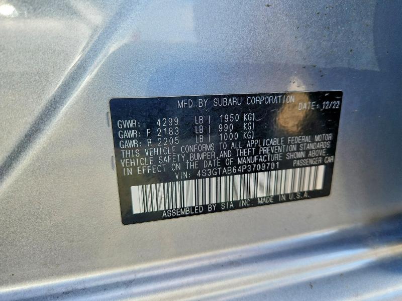 Aukcja sprzedaży 2023 Subaru Impreza, vin: 4S3GTAB64P3709701, numer aukcji: 48638736