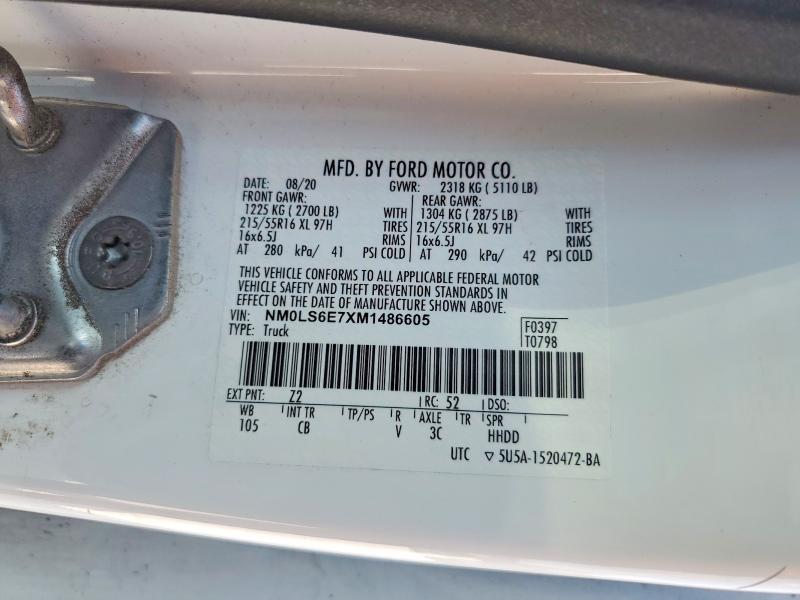 Продажа на аукционе авто 2021 Ford Transit Connect, vin: NM0LS6E7XM1486605, номер лота: 51451986
