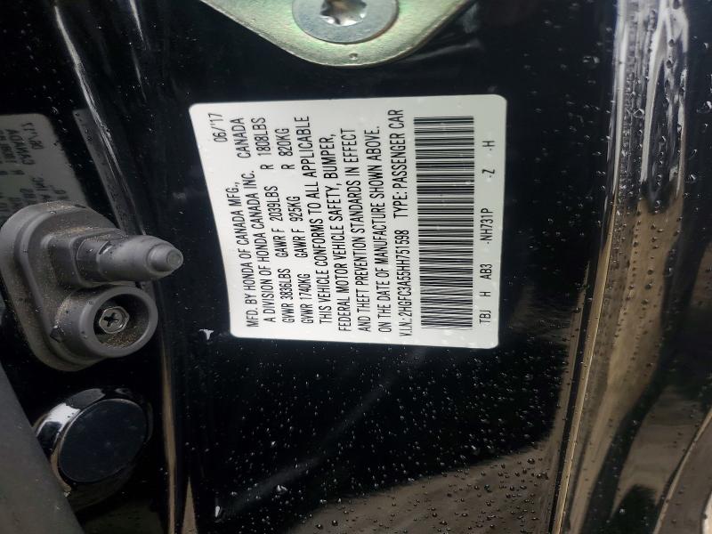 49506666 :رقم المزاد ، 2HGFC3A55HH751598 vin ، 2017 Honda Civic مزاد بيع